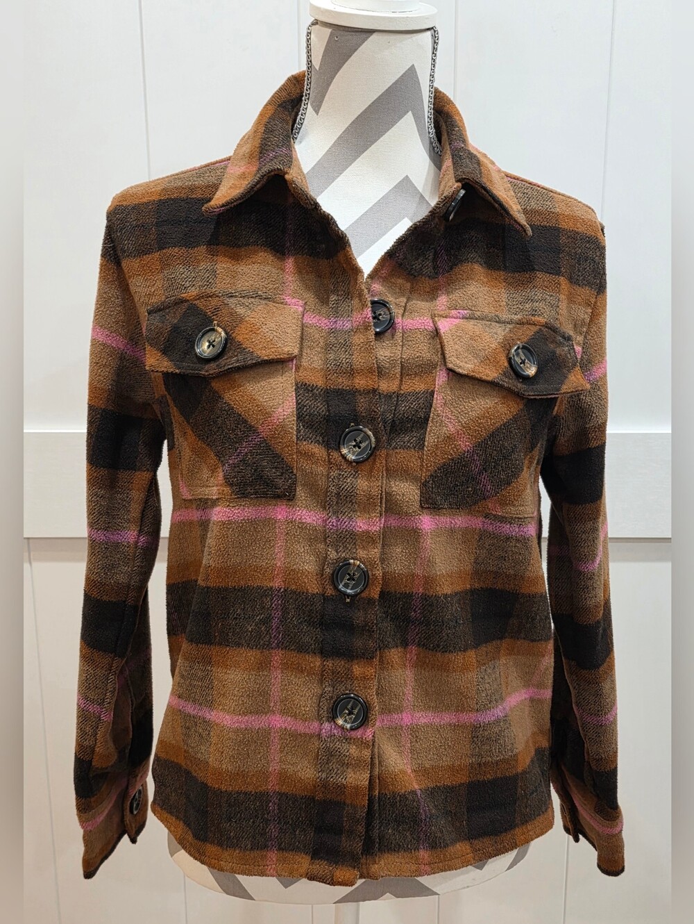 Women's Dakota by Steve Madden Boxy Plaid Button-down Size XS *203 B4
